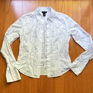 The Limited White Eyelet Button-Down Blouse